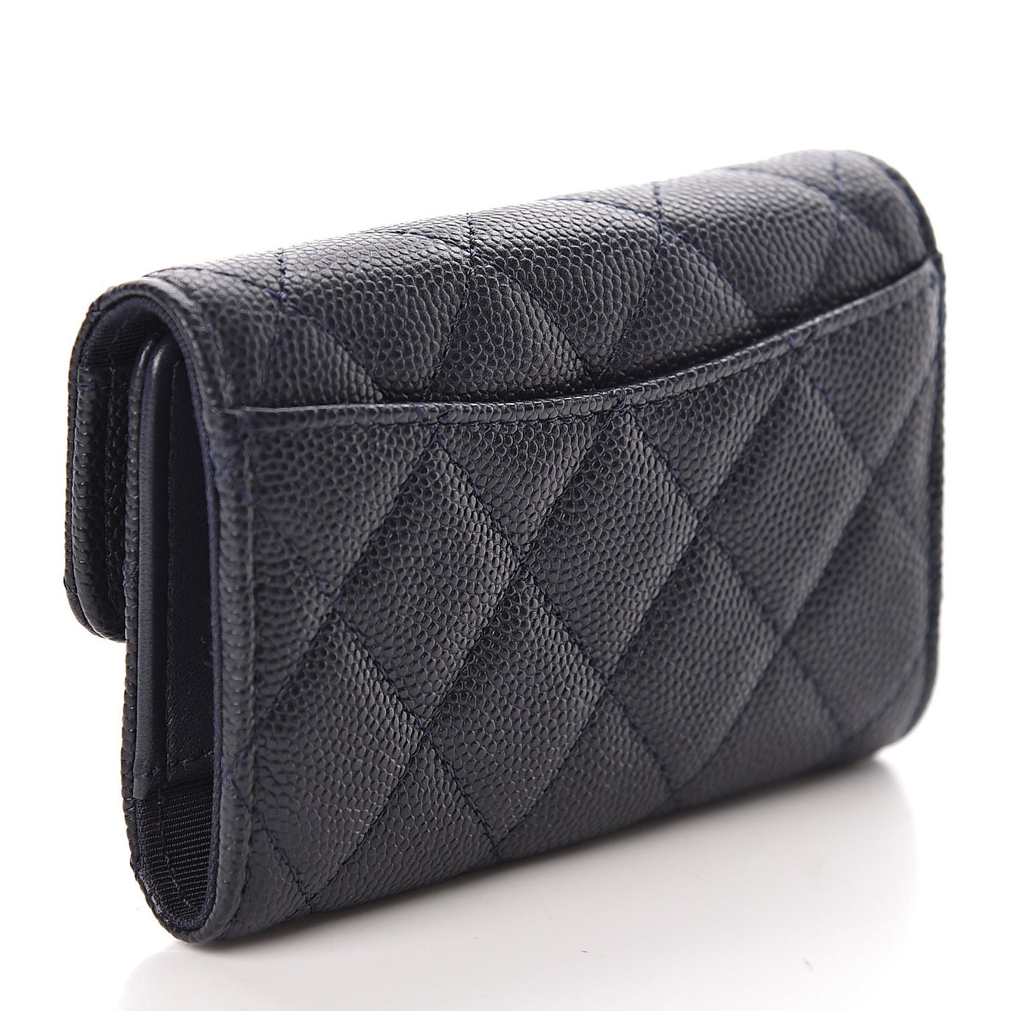 Caviar Quilted Classic 4 Key Holder Wallet Blue