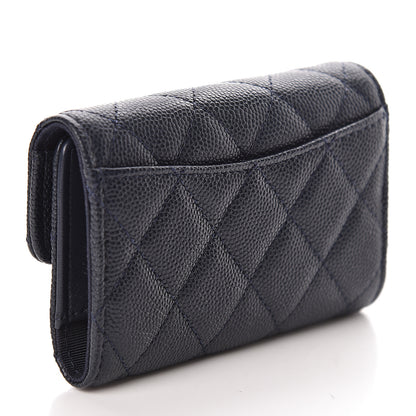 Chanel Caviar Quilted Classic 4 Key Holder Wallet Blue 3 of 9