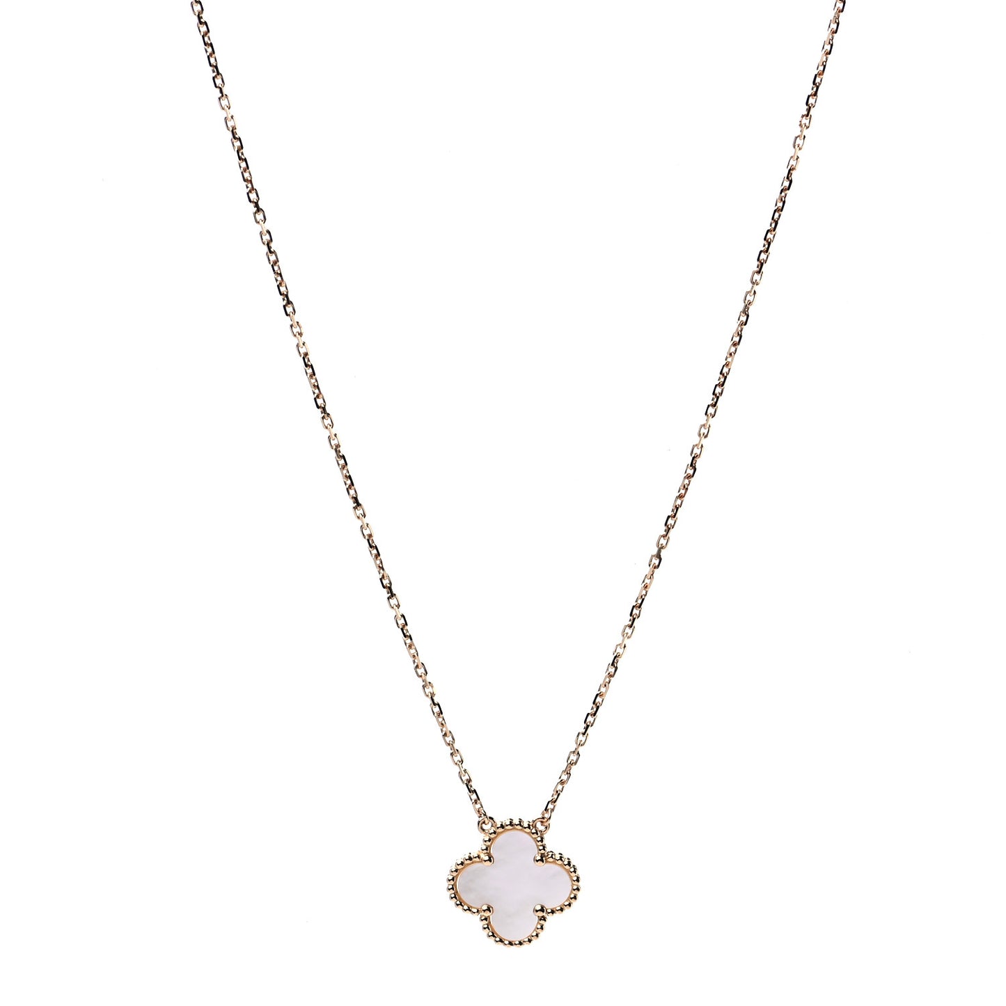 18K Yellow Gold Mother of Pearl Vintage Alhambra Pendant Necklace