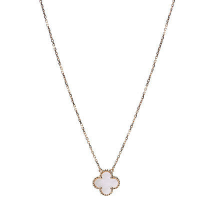 Van Cleef & Arpels 18K Yellow Gold Mother of Pearl Vintage Alhambra Pendant Necklace 1 of 7