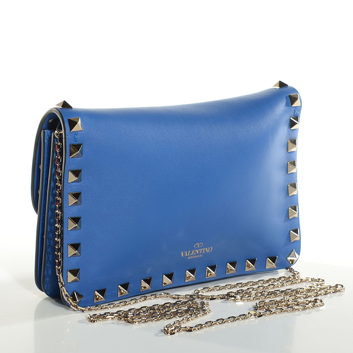 Valentino Garavani Vitello Rockstud Chain Flap Crossbody Bag Light Sapphire 3 of 7