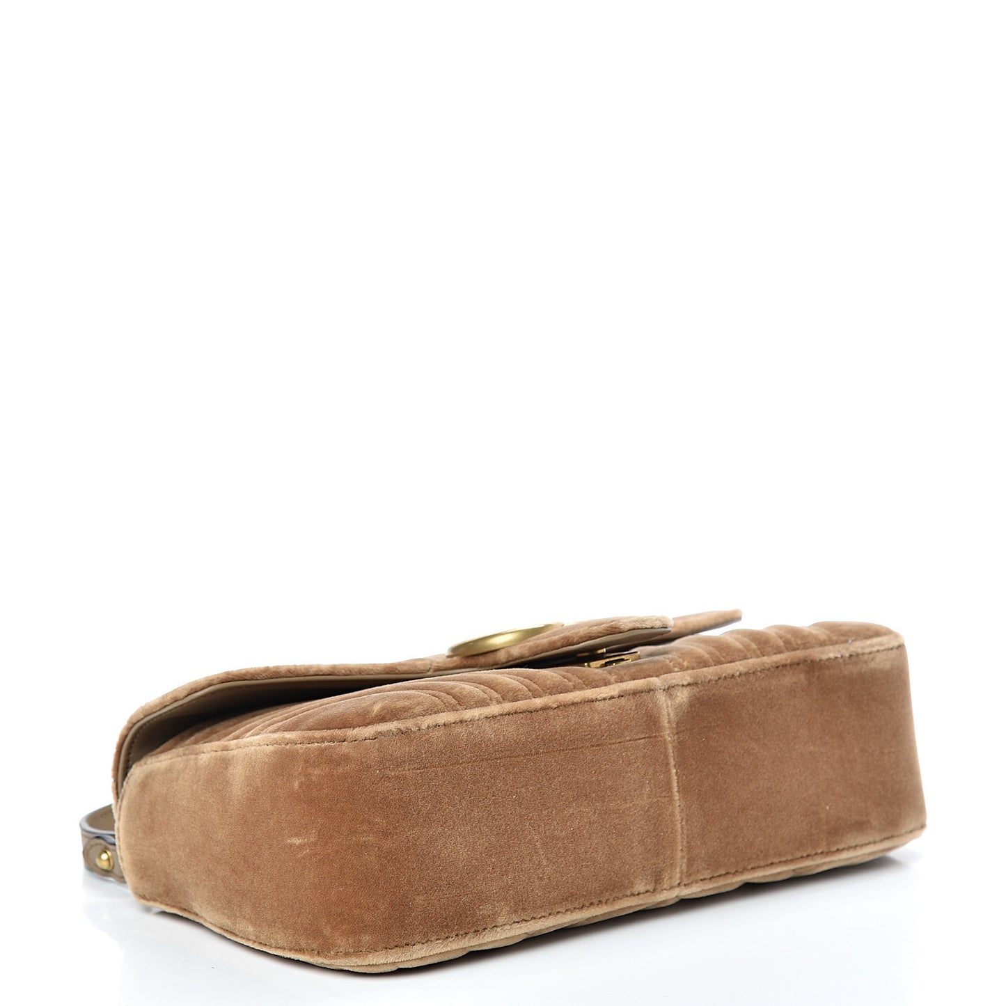 Velvet Matelasse Small GG Marmont Shoulder Bag Taupe