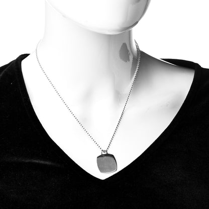 Tiffany Sterling Silver Square Tag Bead Pendant Necklace 2 of 4