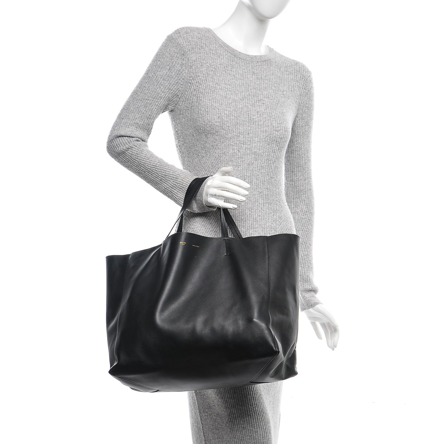 Celine Lambskin Horizontal Cabas Black 2 of 6