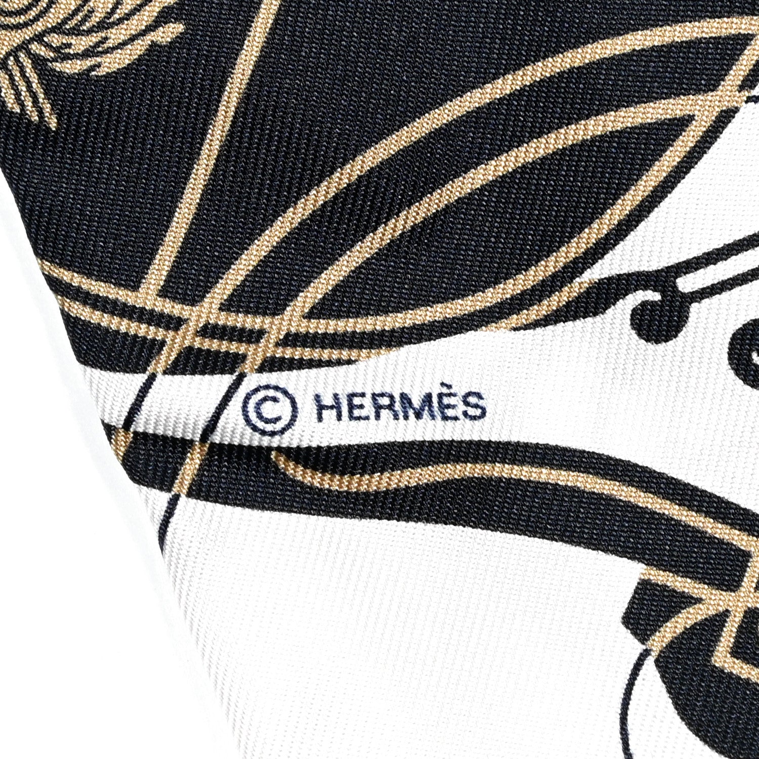 Hermes Silk Ex-Libris Twilly White Marine Gris 3 of 4