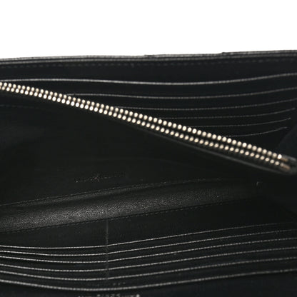 Saint Laurent Grain De Poudre Matelasse Chevron Monogram Chain Wallet Black 5 of 12