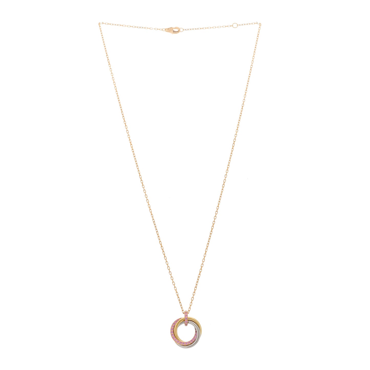18K Pink Gold Pink Sapphire Trinity Pendant Necklace