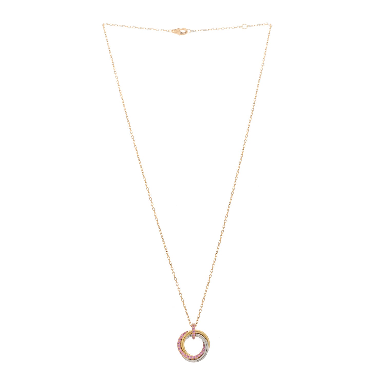 Cartier 18K Pink Gold Pink Sapphire Trinity Pendant Necklace 2 of 6