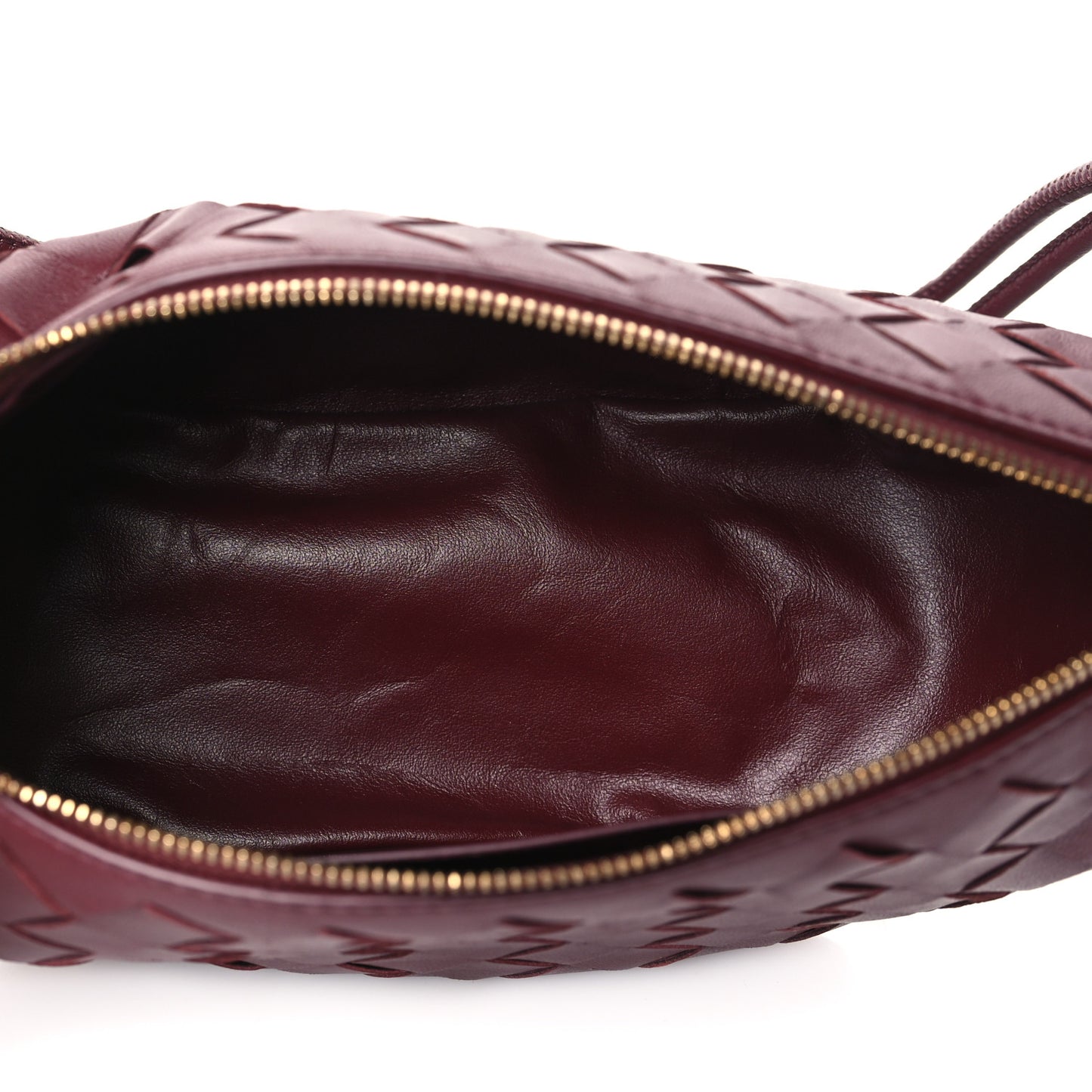 Nappa Intrecciato Half Moon Pouch On Strap Barolo