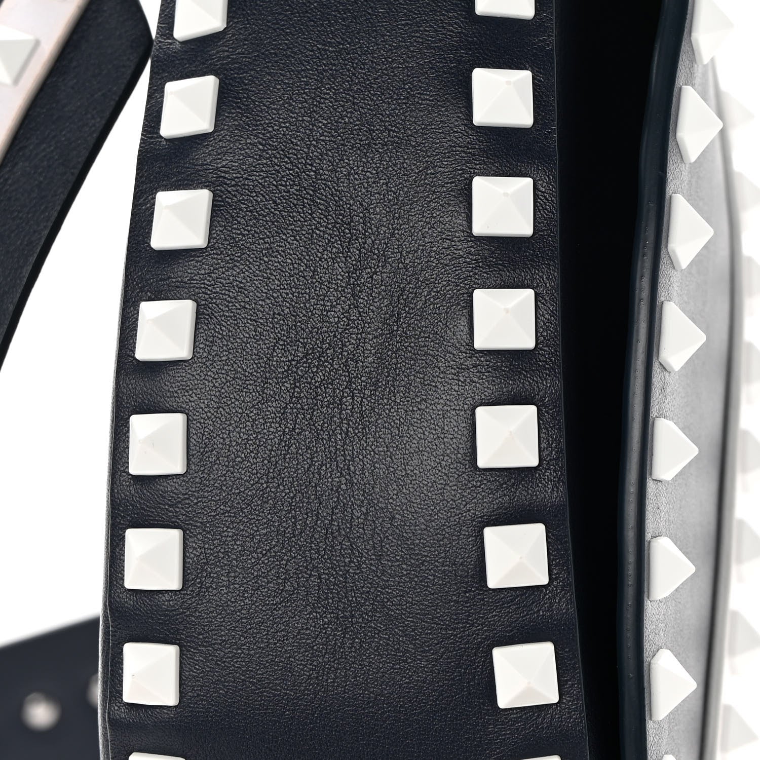 Valentino Garavani Vitello Colorblock Large Free Rockstud Halfmoon Saddle Bag Marine White 12 of 14