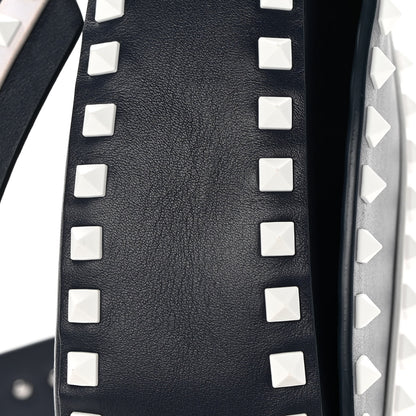 Valentino Garavani Vitello Colorblock Large Free Rockstud Halfmoon Saddle Bag Marine White 12 of 14