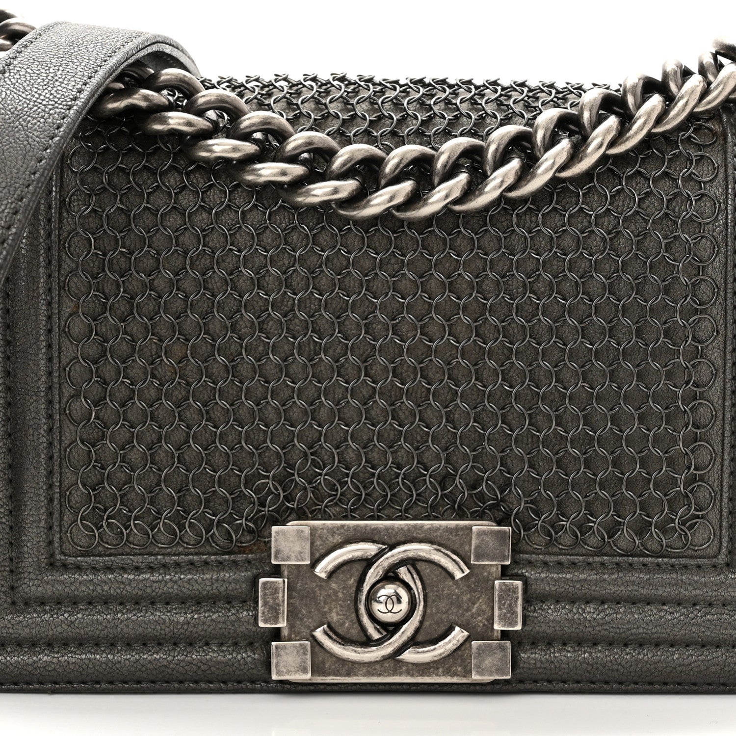 Chanel Caviar Quilted Small Chain Mail Boy Flap Grey 8 of 10