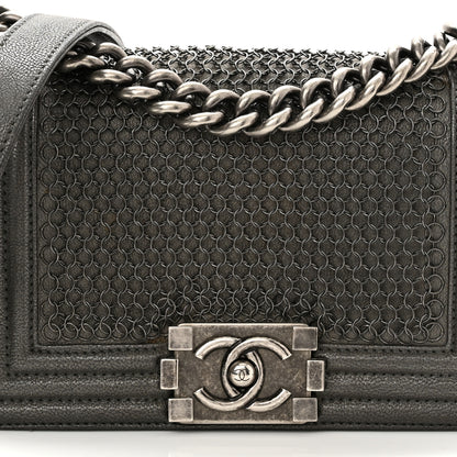 Chanel Caviar Quilted Small Chain Mail Boy Flap Grey 8 of 10