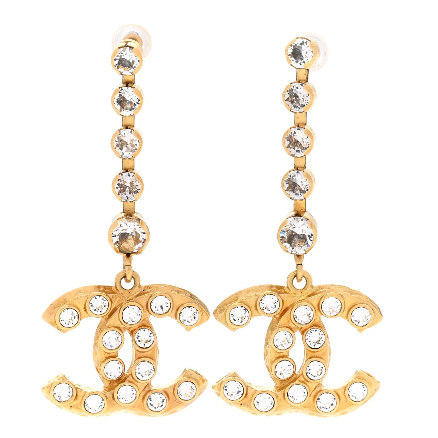 CC Crystal Drop Earrings Gold