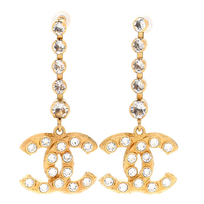Chanel CC Crystal Drop Earrings Gold 1 of 4