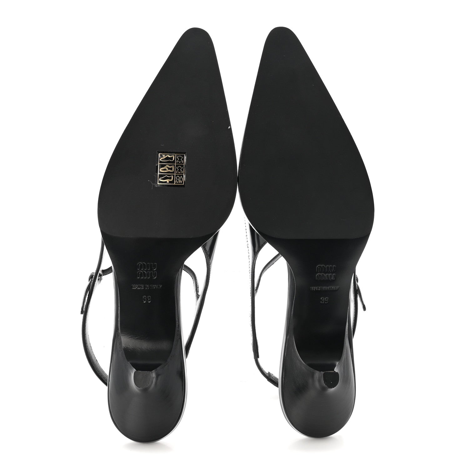 Miu Miu Calfskin Brogue Slingback Pumps 39 Black 6 of 9