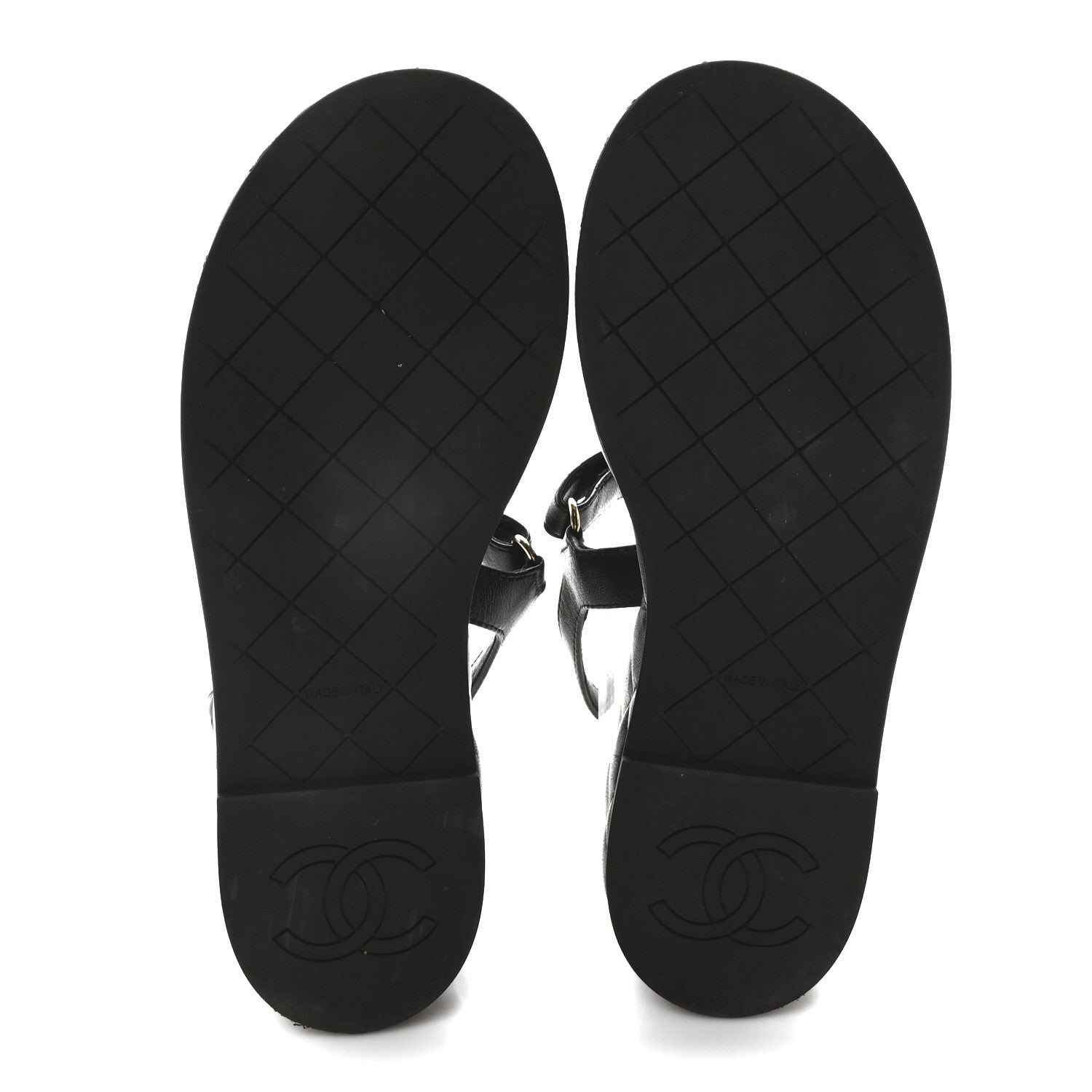 Chanel Lambskin Quilted Chain CC Platform Sandals 37.5 Black 6 of 9