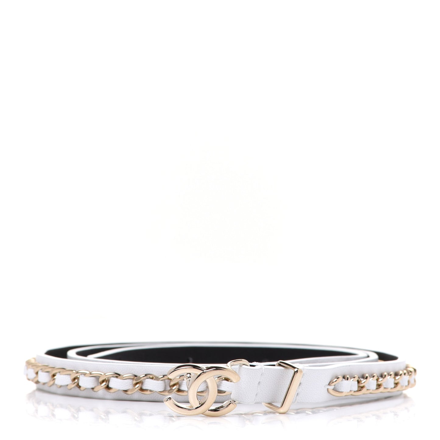 Lambskin CC Chain Belt 80 32 White