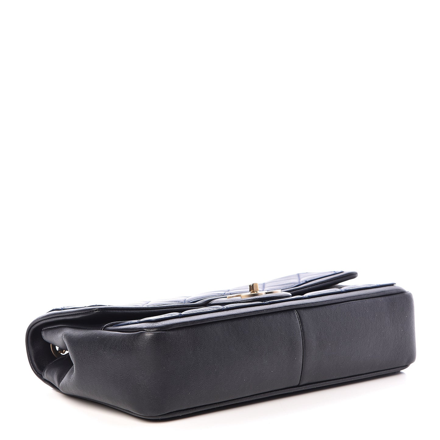 Lambskin Quilted Medium Graphic Flap Navy Black