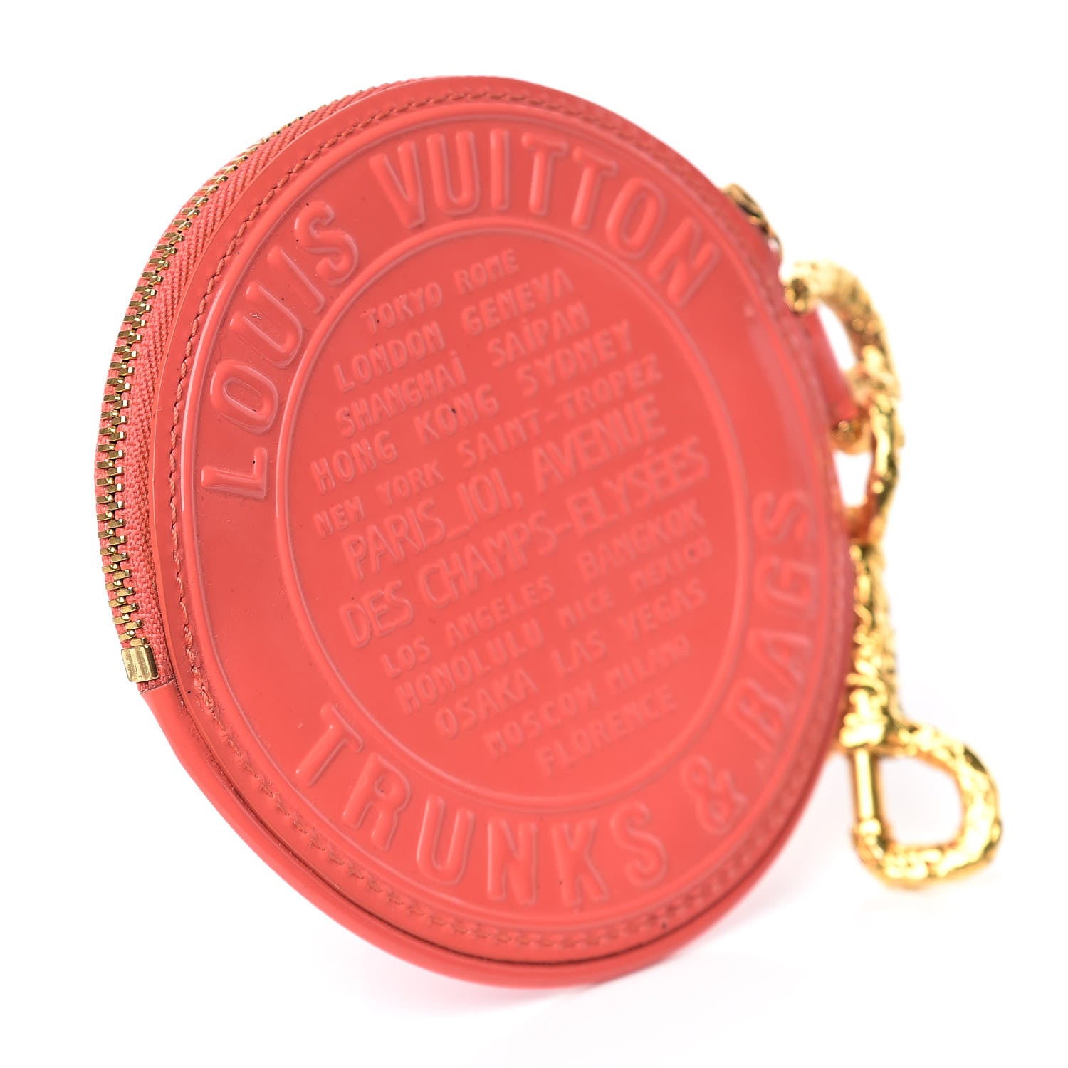 Louis Vuitton Vernis Trunks and Bags Porte-Monnaie Round Coin Purse Coral 3 of 6