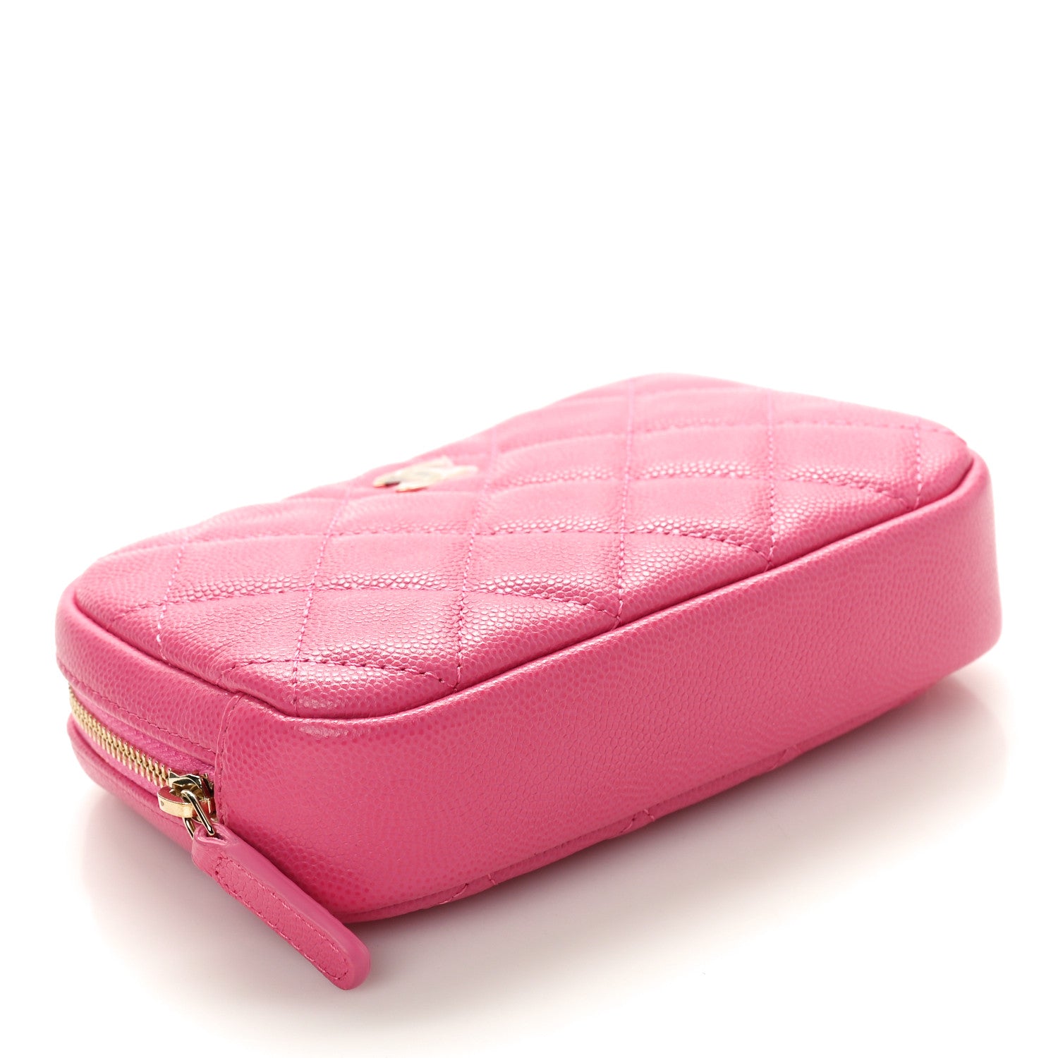 Chanel Caviar Quilted Small Curvy Pouch Cosmetic Case Pink 4 of 9