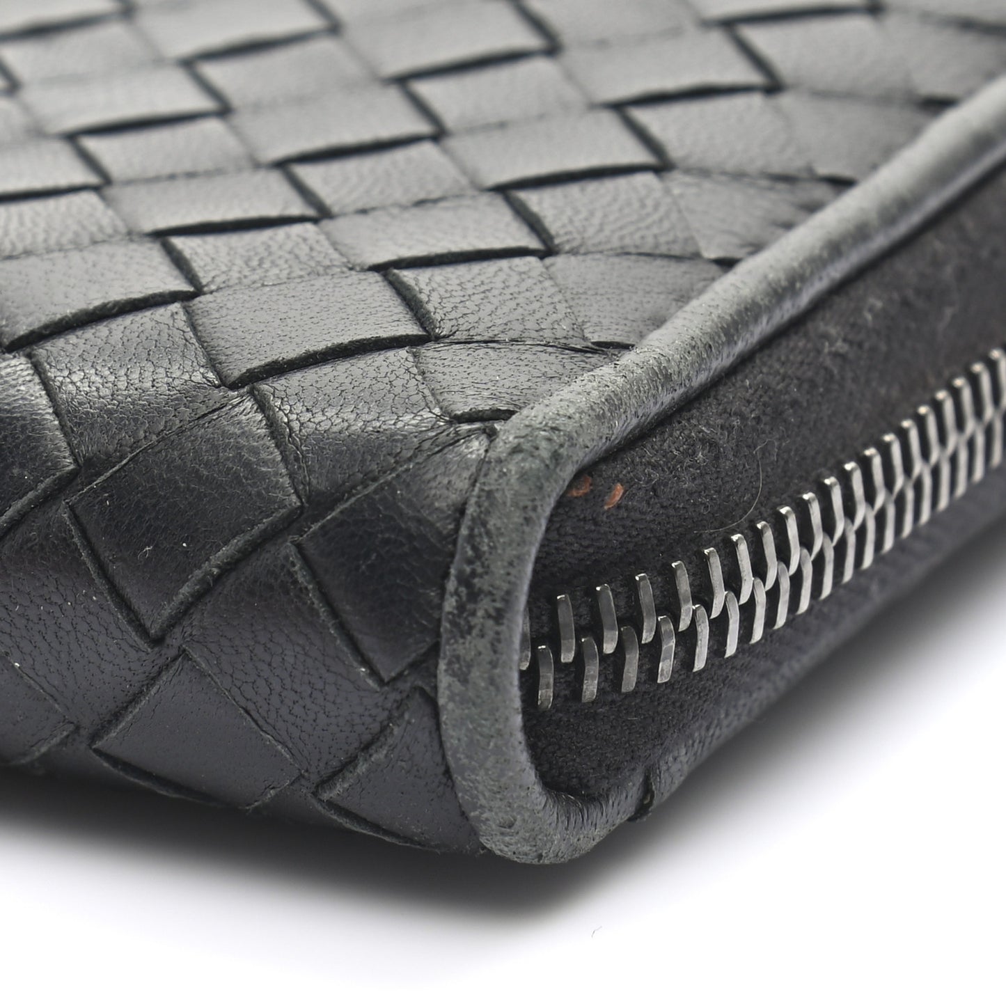 Nappa Intrecciato Zip Around Wallet Black