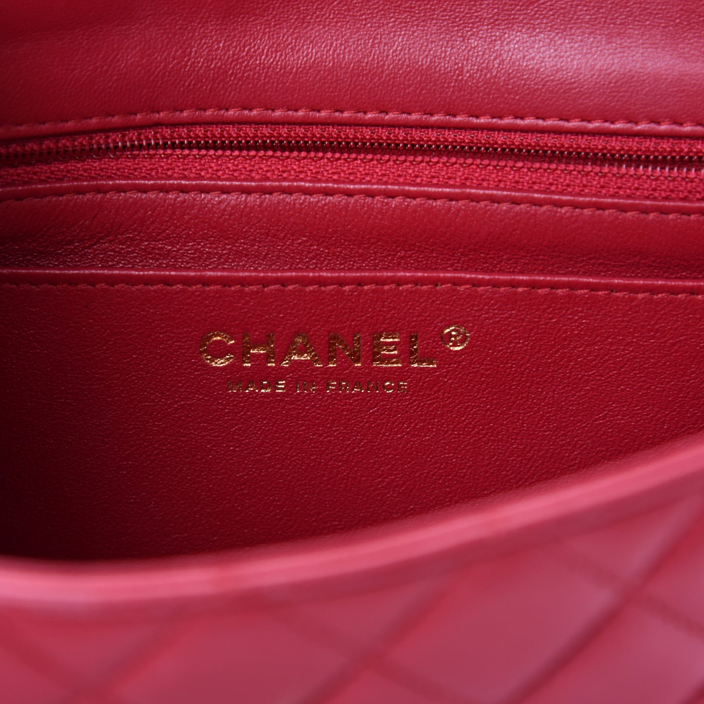 Lambskin Quilted Mini Rectangular Flap Red