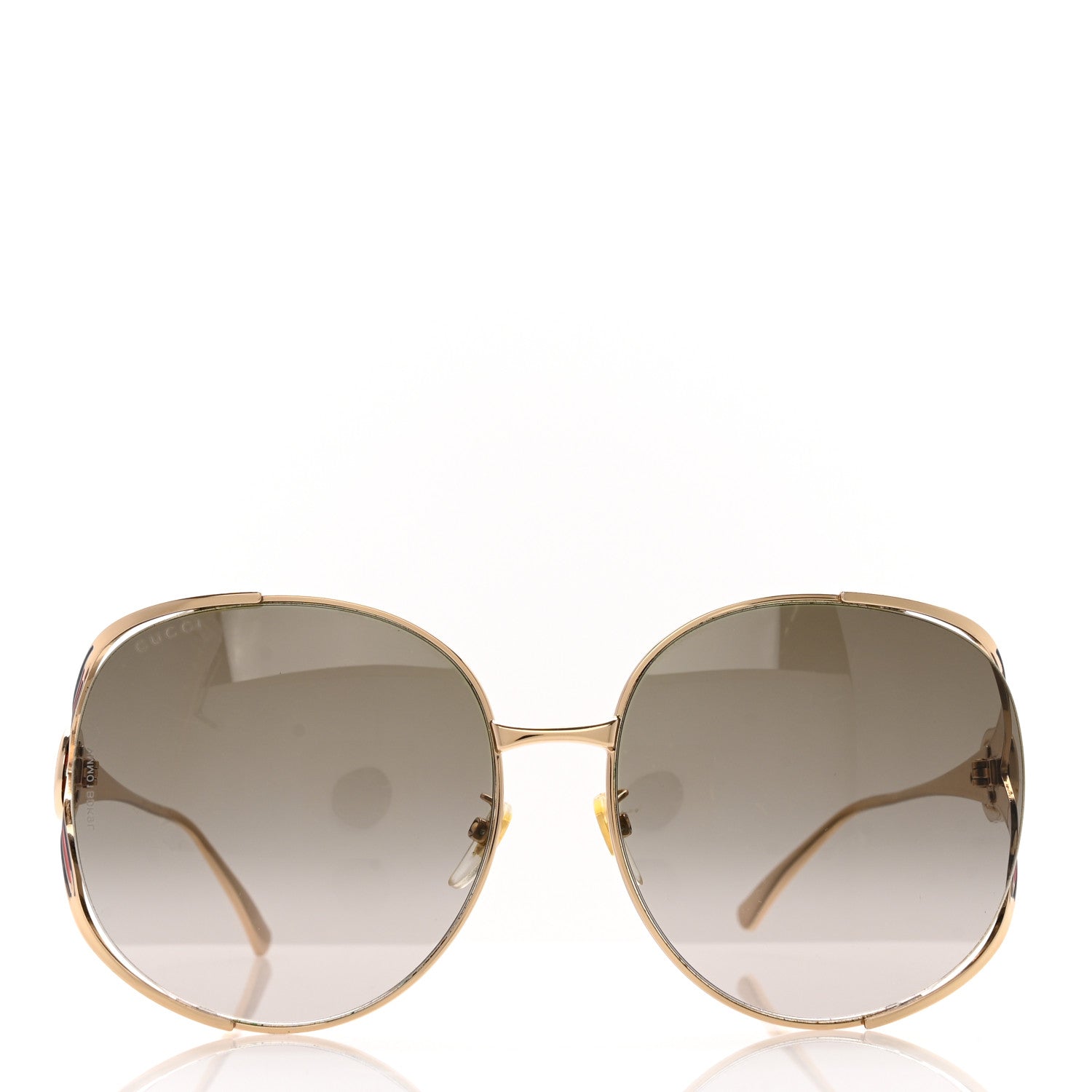 Gucci Metal Oversized Round Frame GG0225S Sunglasses Gold 2 of 7