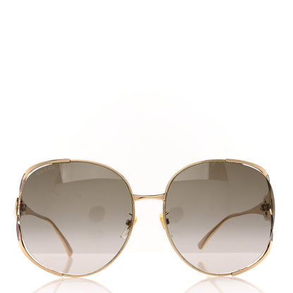 Gucci Metal Oversized Round Frame GG0225S Sunglasses Gold 2 of 7