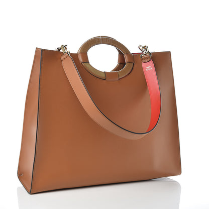 Fendi Vitello Liberty Plexiglass Stamp Patch Perforated Medium Runaway Shopper Tote Nocciola 3 of 9