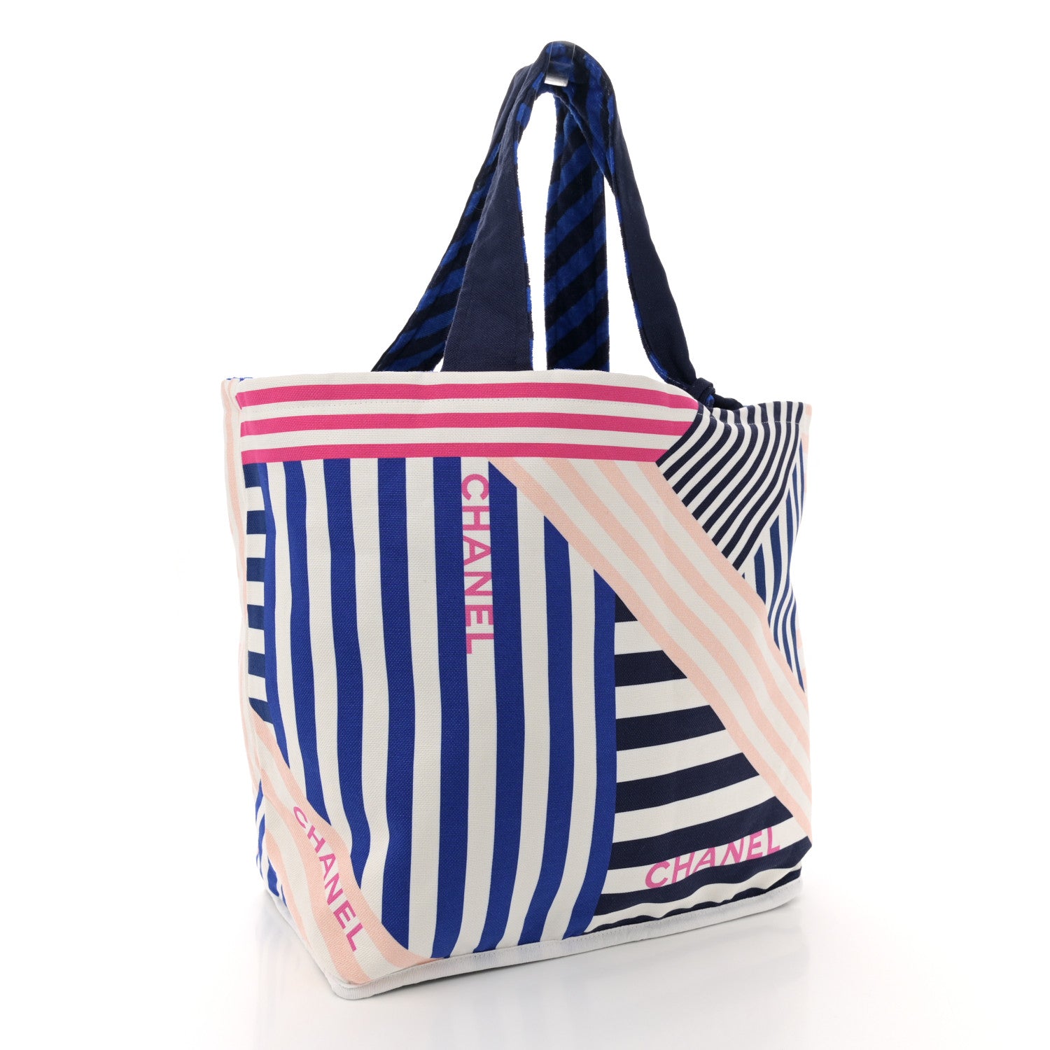 Chanel Terry Cloth Cotton La Pausa Bay Reversible Beach Tote Blue 5 of 18
