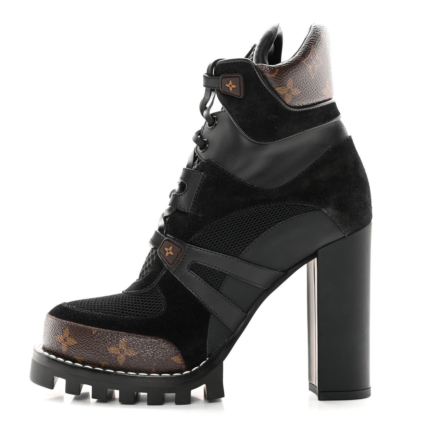 Suede Calfskin Monogram Star Trail Ankle Boots 40 Black