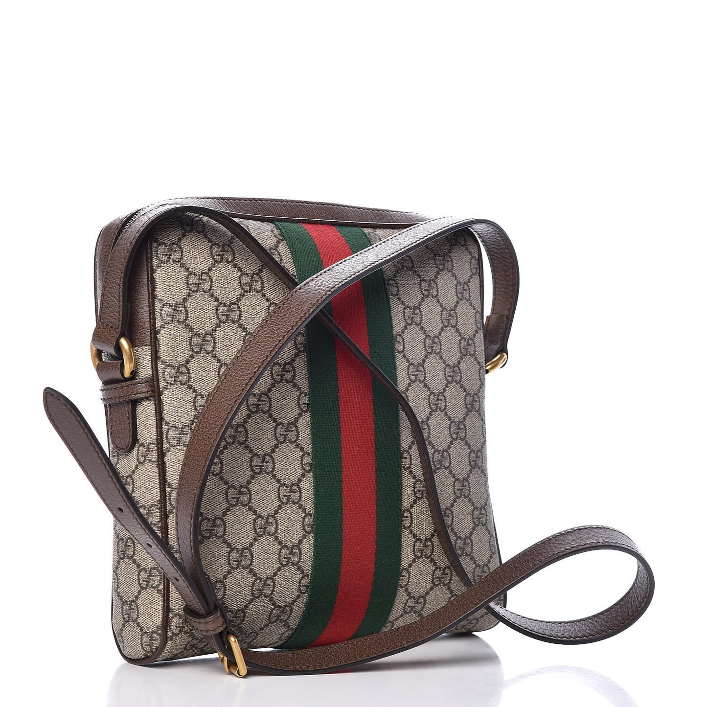 GG Supreme Monogram Web Small Ophidia Messenger Bag Brown