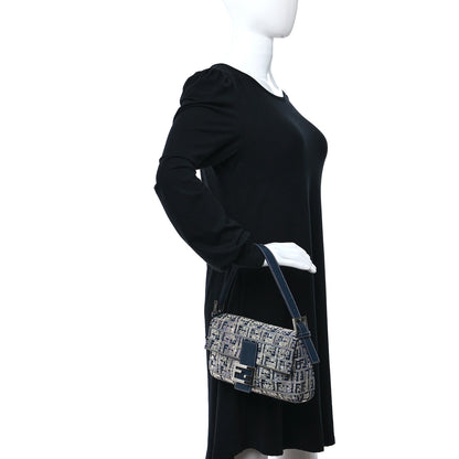 Fendi Zucchino Crystal Baguette Navy 2 of 8