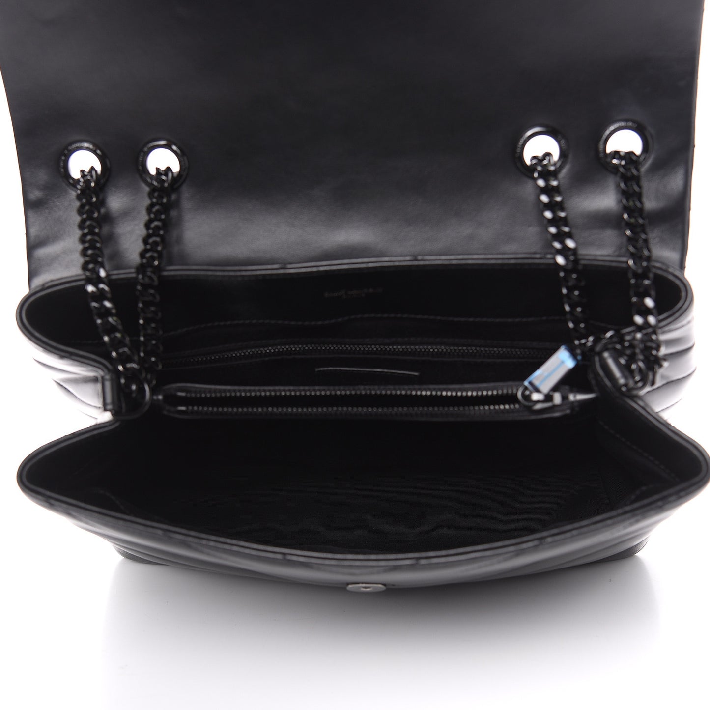 Calfskin Y Quilted Monogram Medium Loulou Chain Satchel Black