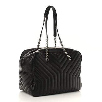 Saint Laurent Lambskin Mixed Matelasse Joan Bowling Bag Black 3 of 8