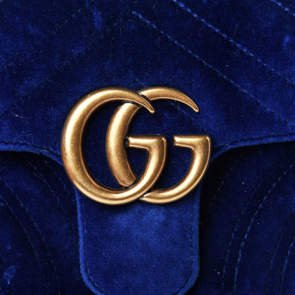 Gucci Velvet Matelasse Mini GG Marmont Shoulder Bag Cobalt Blue 10 of 10