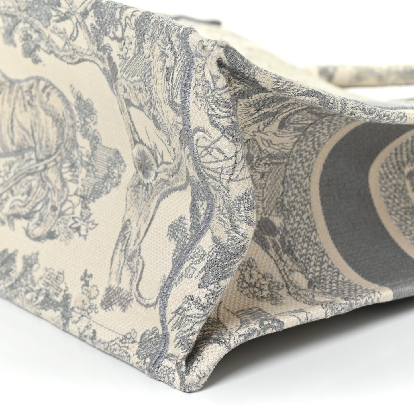 Canvas Embroidered Medium Dioriviera Toile De Jouy Book Tote Gray