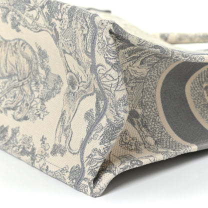 Christian Dior Canvas Embroidered Medium Dioriviera Toile De Jouy Book Tote Gray 9 of 9