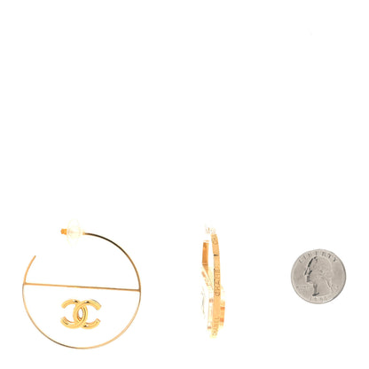 Chanel Metal Transparent Resin CC Hoop Earrings Gold 2 of 5