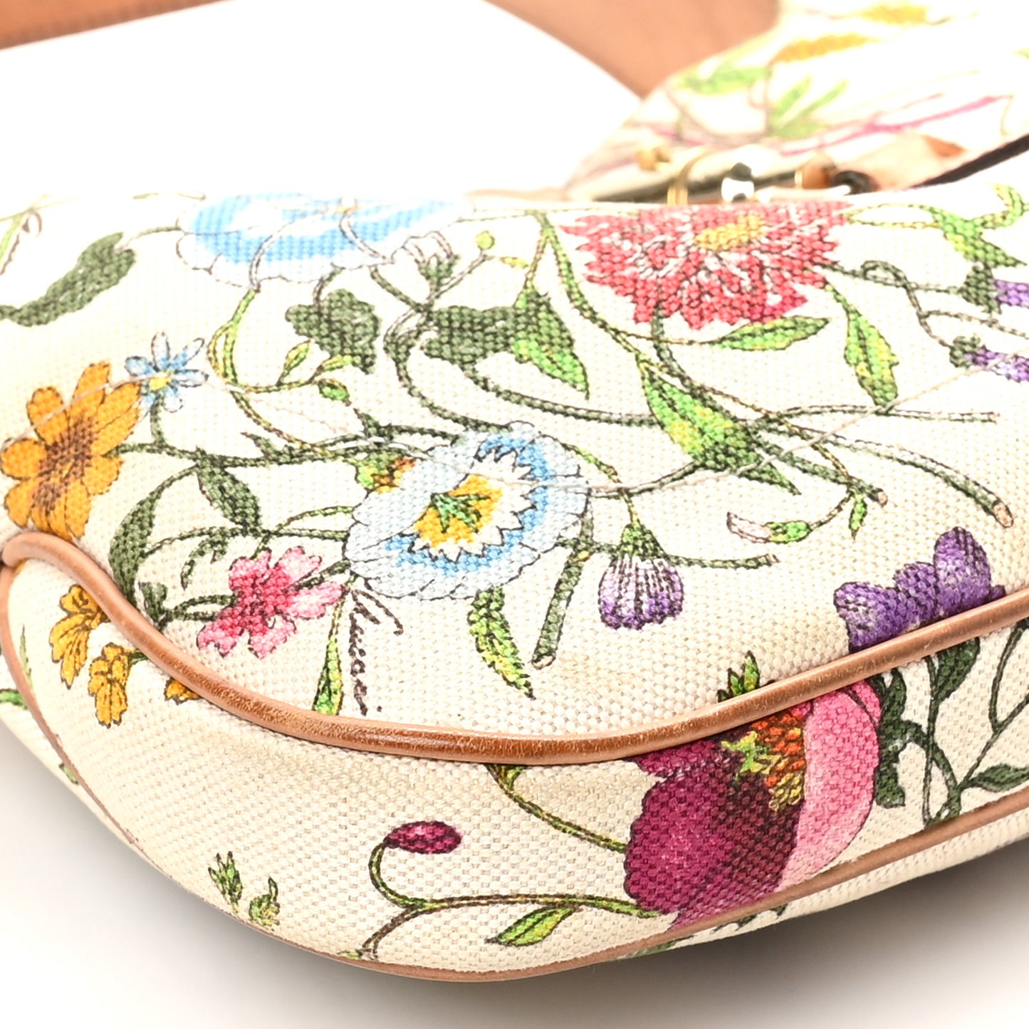Canvas Floral Flora Small Jackie O Hobo White White