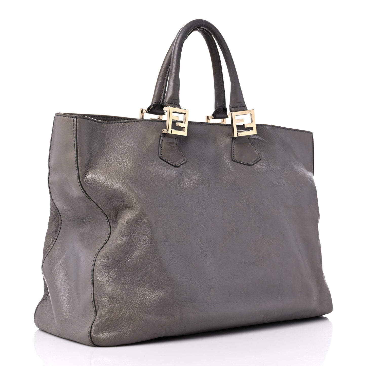 Vitello Acqua Large Twins Tote Grigio Scuro