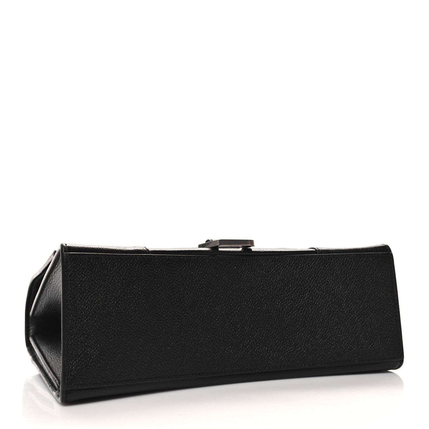 Grained Calfskin Medium Hourglass Top Handle Bag Black