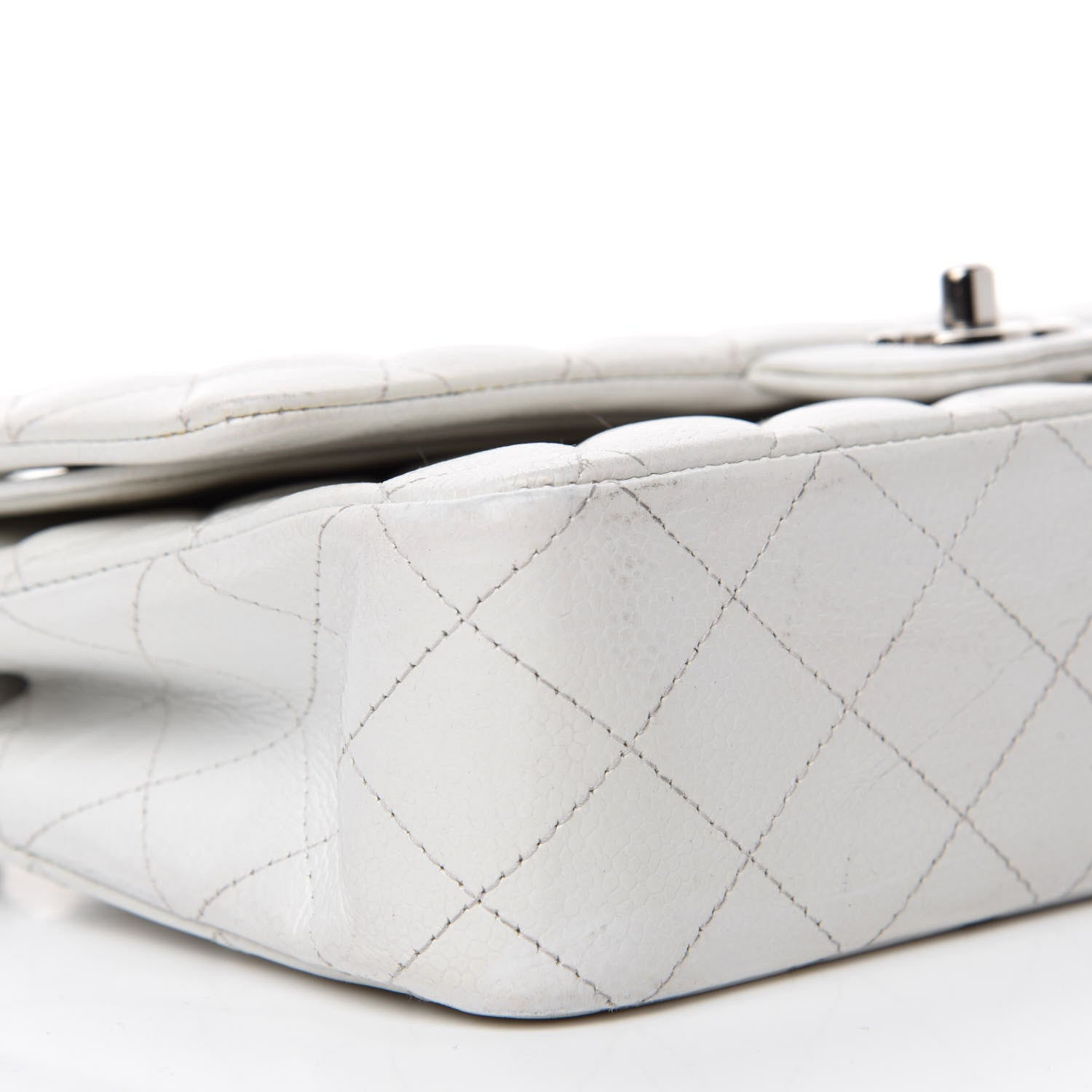 Chanel Caviar Quilted Medium Double Flap White 6 of 12