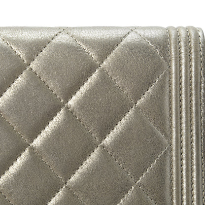 Chanel Metallic Lambskin Quilted Boy Wallet On Chain WOC Gold 9 of 16