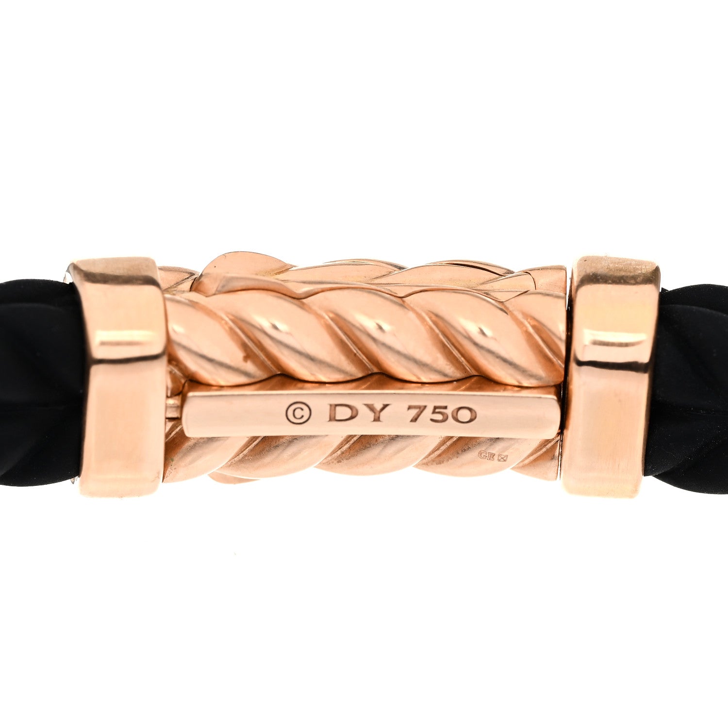 David Yurman 18K Rose Gold Rubber 9mm Chevron Bracelet Black 4 of 5