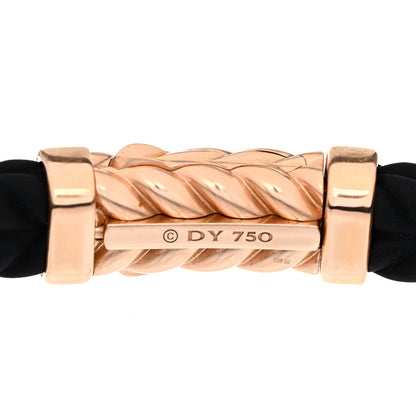 David Yurman 18K Rose Gold Rubber 9mm Chevron Bracelet Black 4 of 5