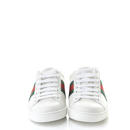 Gucci Calfskin Web Bee Embroidered Womens Ace Sneakers 35 White Green 2 of 9