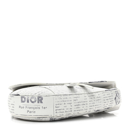 Christian Dior X Daniel Arsham Grained Calfskin Newspaper Print Saddle Bag White 4 of 10