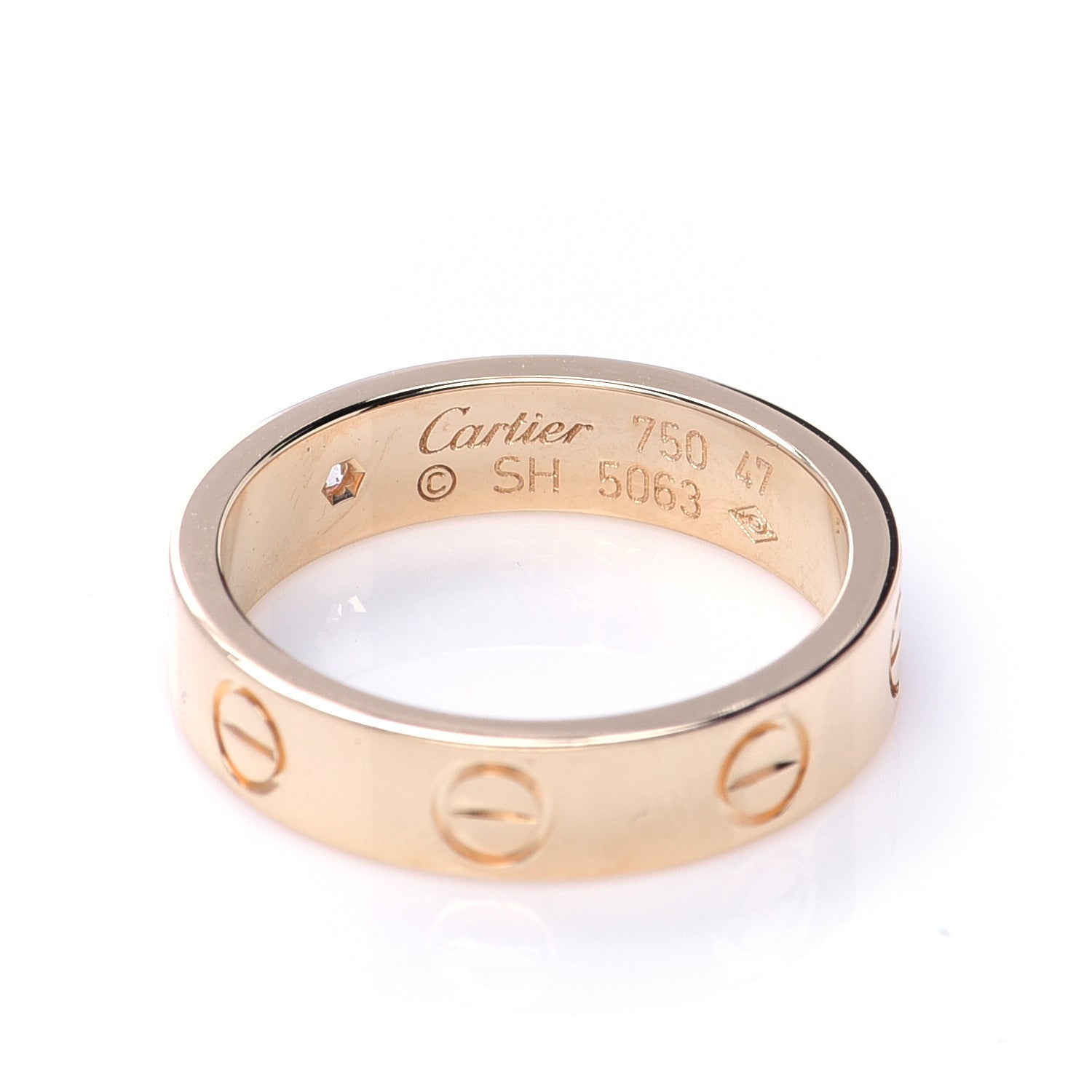 Cartier 18K Yellow Gold Diamond 4mm LOVE Wedding Band Ring 47 4 4 of 5